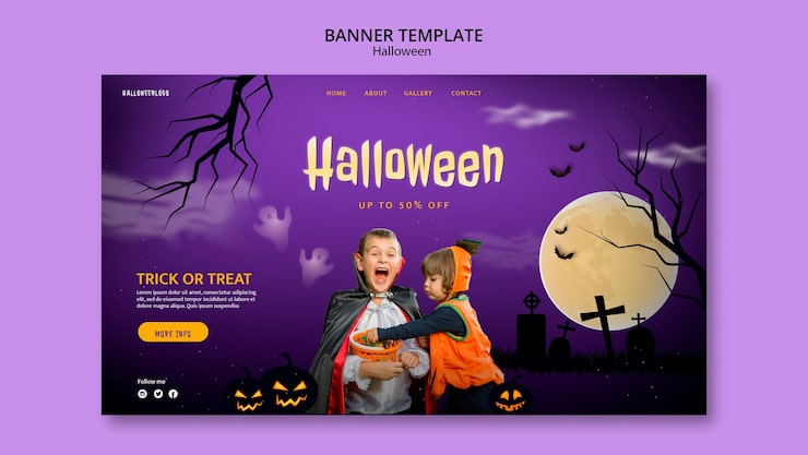 Gratis PSD landningssida för halloween-firande