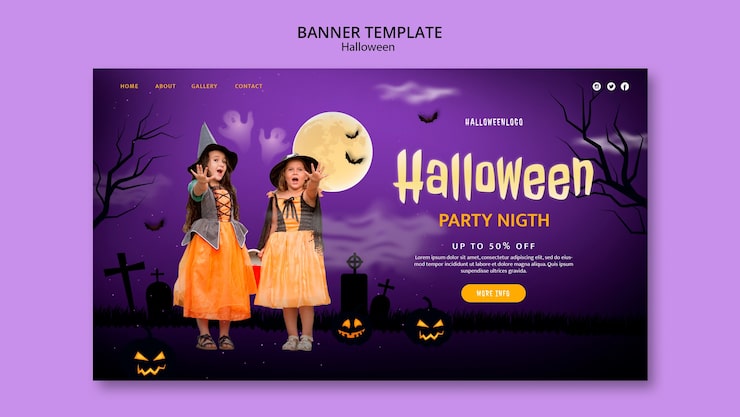 Gratis PSD landningssida för halloween-firande