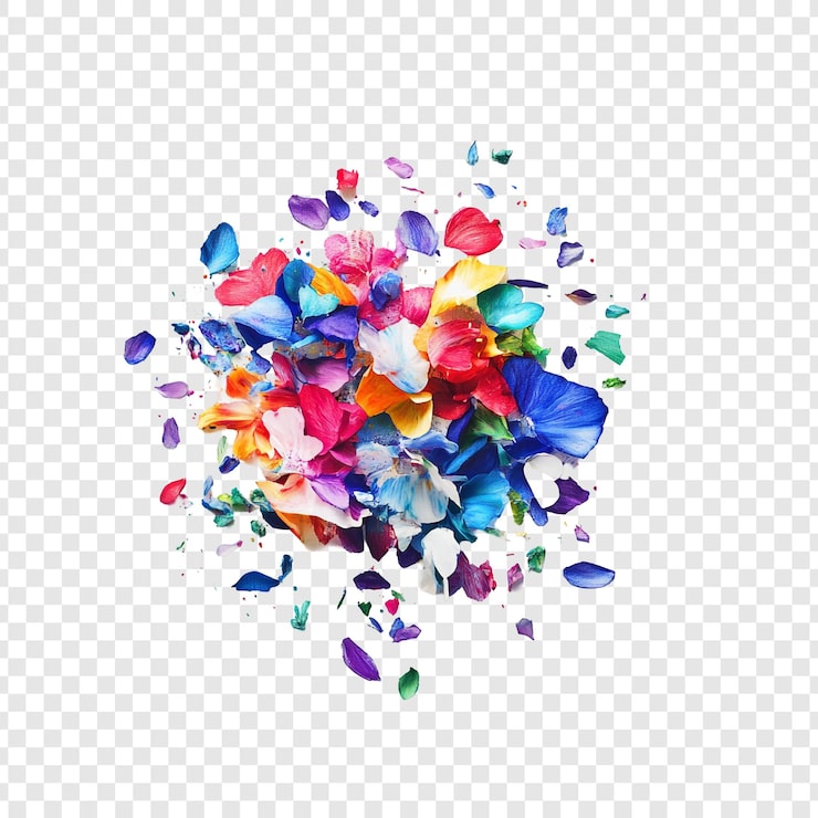 Gratis PSD levende regnbue blomsterblade eksplosion