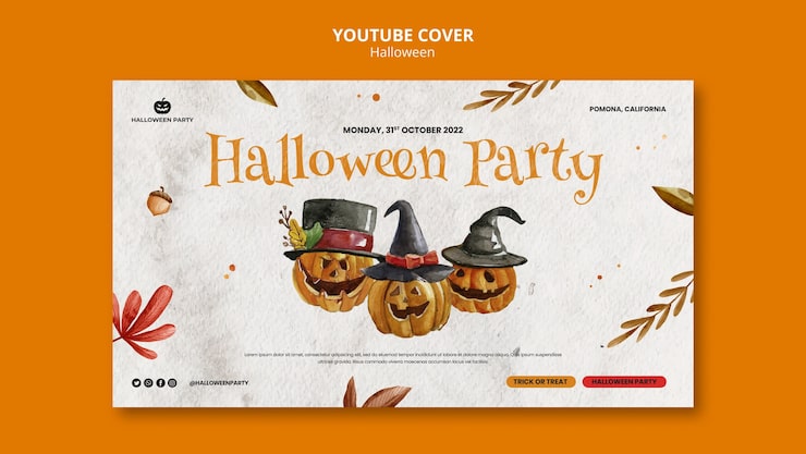 Gratis PSD mall för halloween-firande, youtube-omslag