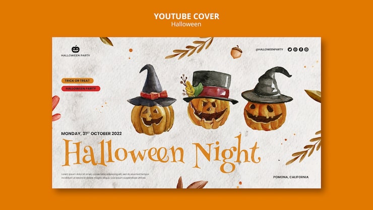 Gratis PSD mall för halloween-firande, youtube-omslag
