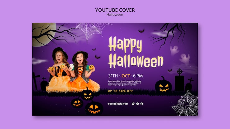 Gratis PSD mall för halloween-firande, youtube-omslag
