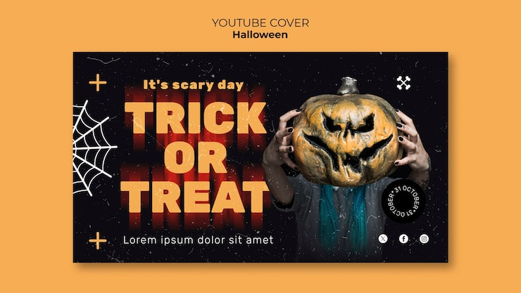 Gratis PSD mall för halloween-firande, youtube-omslag