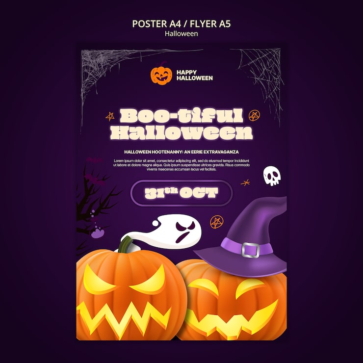 Gratis PSD mall för halloween-firandeaffisch