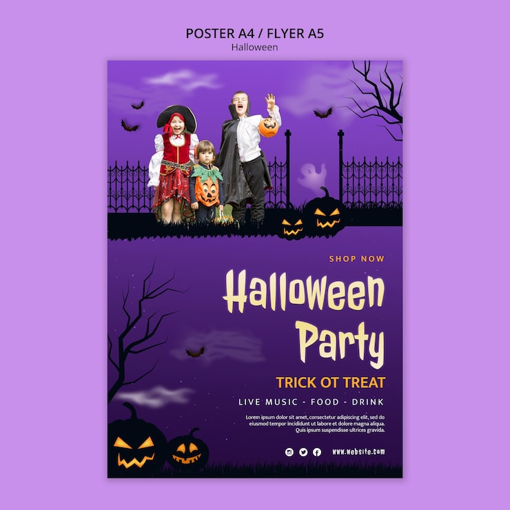 Gratis PSD mall för halloween-firandeaffisch