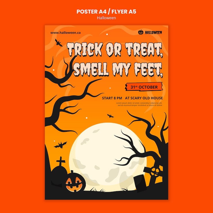 Gratis PSD mall för halloween-firandeaffisch