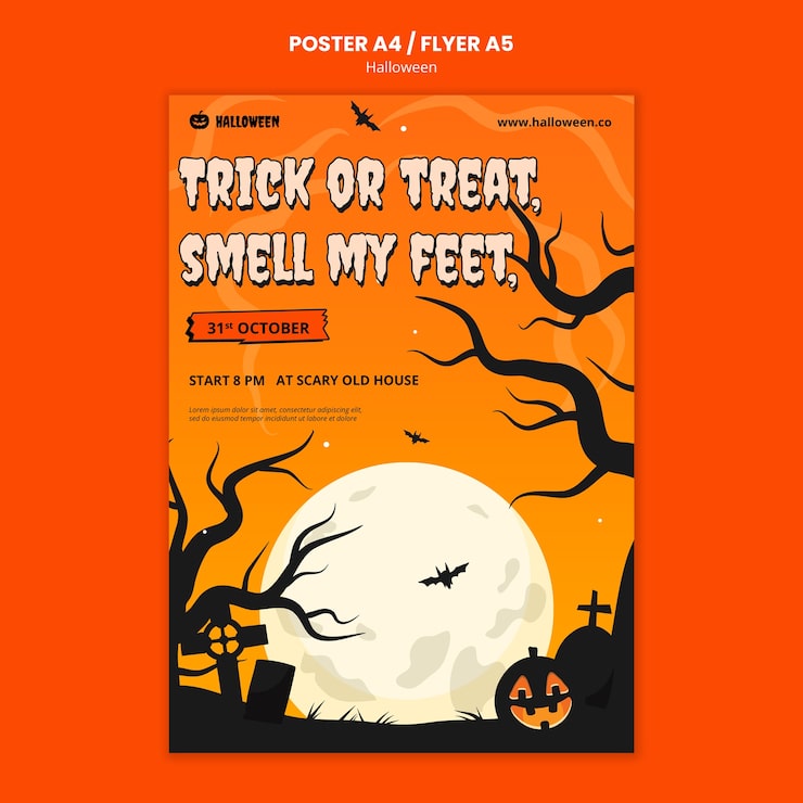 Gratis PSD mall för halloween-firandeaffisch