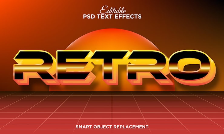 Gratis PSD moderne retro teksteffekt