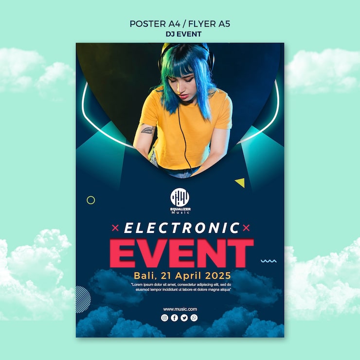 Gratis PSD musikfest koncept plakat flyer skabelon