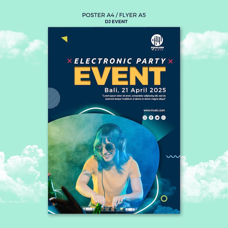 Gratis PSD musikfest koncept plakat flyer skabelon