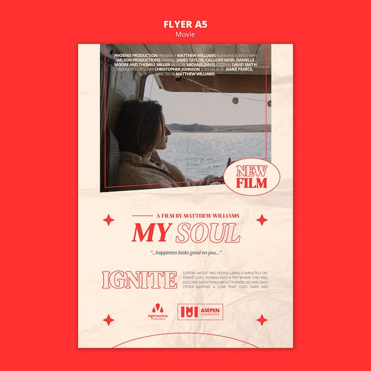 Gratis PSD ny film a5 flyer mal