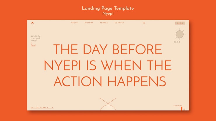 Gratis PSD nyepi flat design landingssidemal