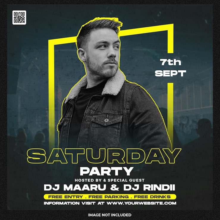 Gratis PSD opslag til sociale medier om klub dj-fest