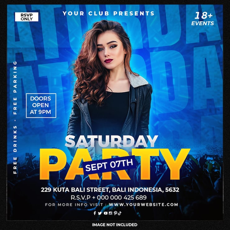Gratis PSD opslag til sociale medier om klub dj-fest