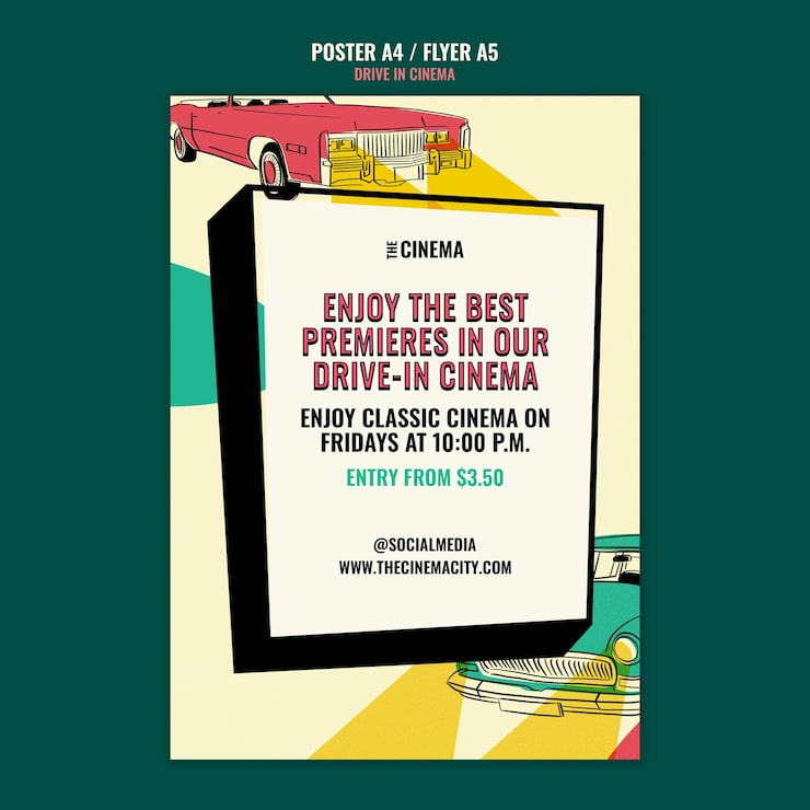 Gratis PSD plakatmal for drive-in kino