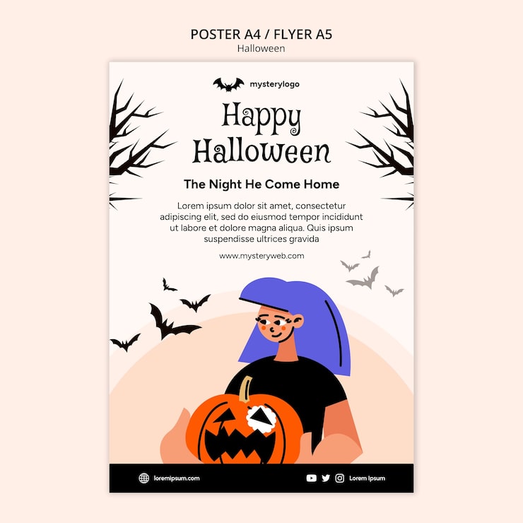 Gratis PSD platt design glad halloween-mall