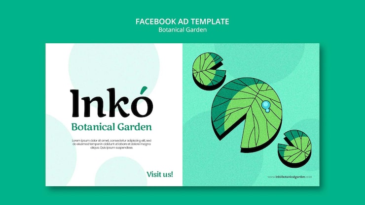 Gratis PSD *platt* designmall för botanisk trädgård