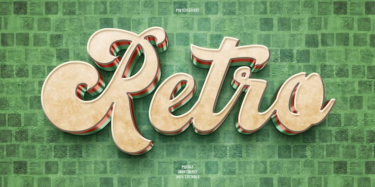 Gratis PSD retro 3d redigerbar teksteffekt