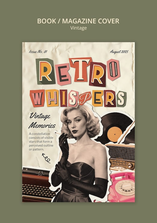 Gratis PSD retro hvisker magasin cover