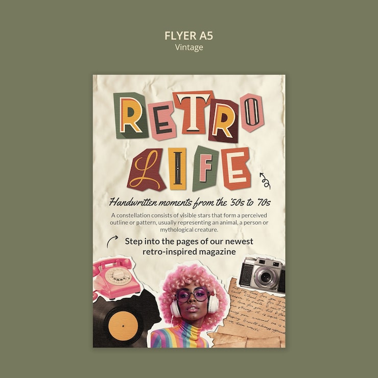 Gratis PSD retro life magasin flyer