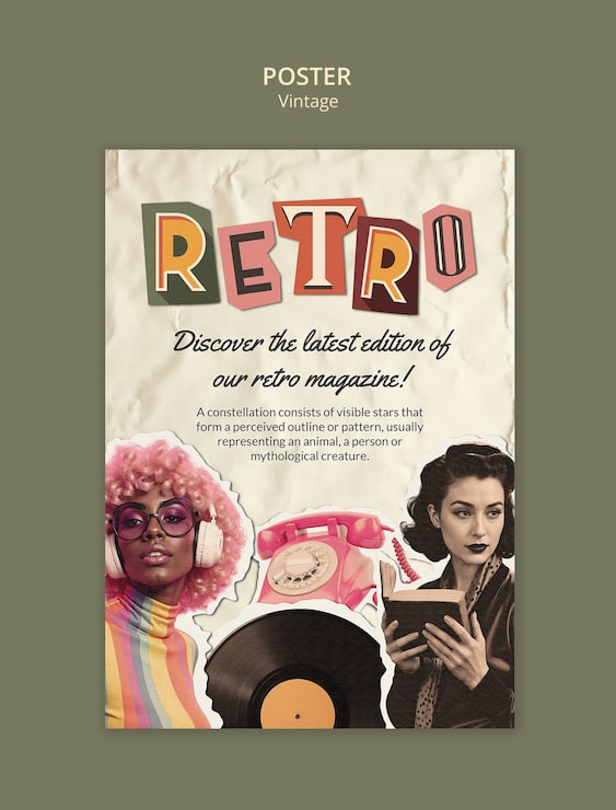 Gratis PSD retro magasinplakat