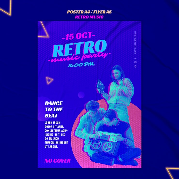 Gratis PSD retro musikfest flyer skabelon