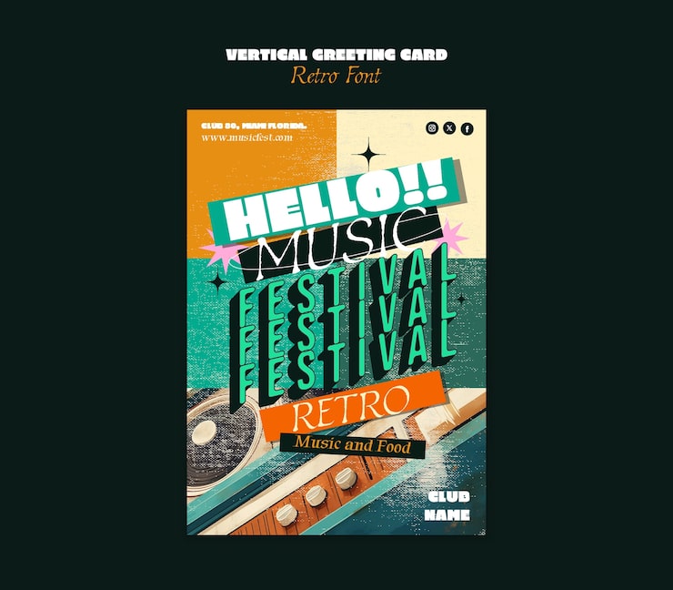 Gratis PSD retro musikfestival flyer