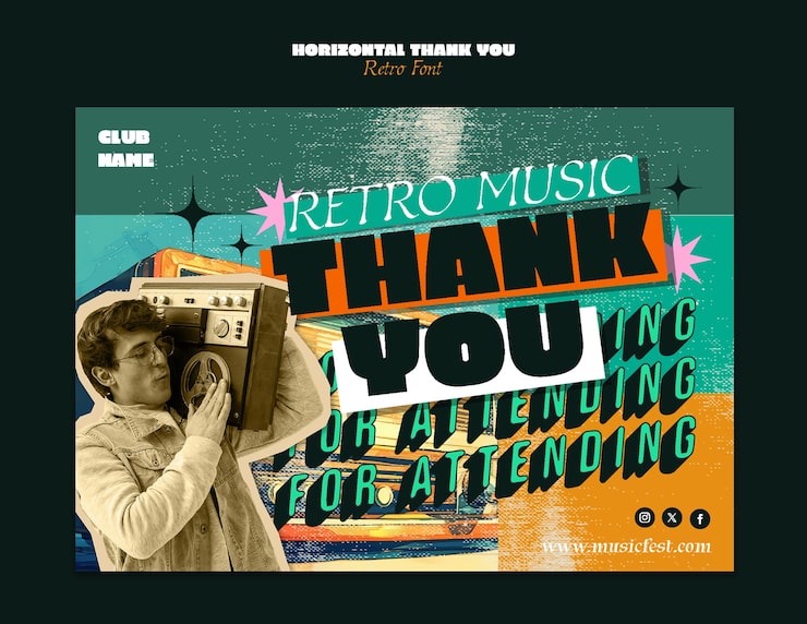 Gratis PSD retro musikkfest takk