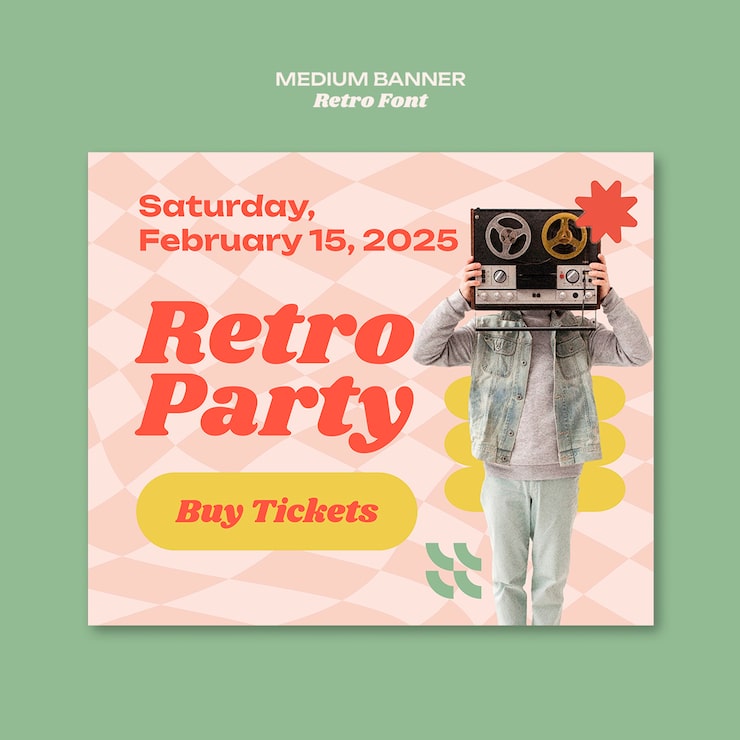 Gratis PSD retro party flyer