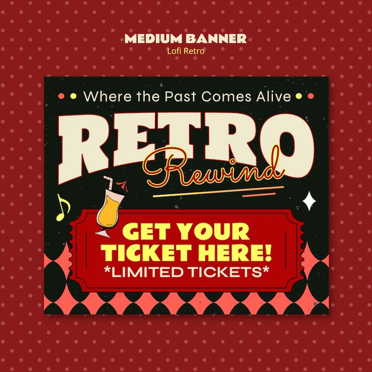 Gratis PSD retro tilbakeblikk-arrangementplakat