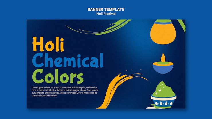 Gratis PSD skabelon med fladt design til holi festival