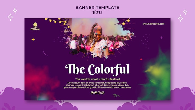 Gratis PSD skabelon til banner til holi festival