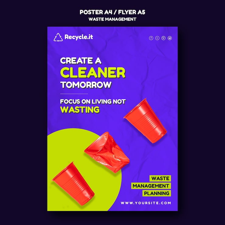 Gratis PSD skabelon til plakat- eller flyerdesign om affaldshåndtering
