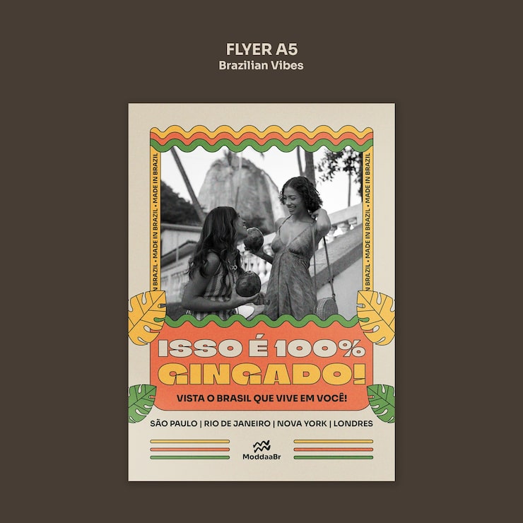 Gratis PSD skabelon til retro tropisk event flyer med brasilianske vibes