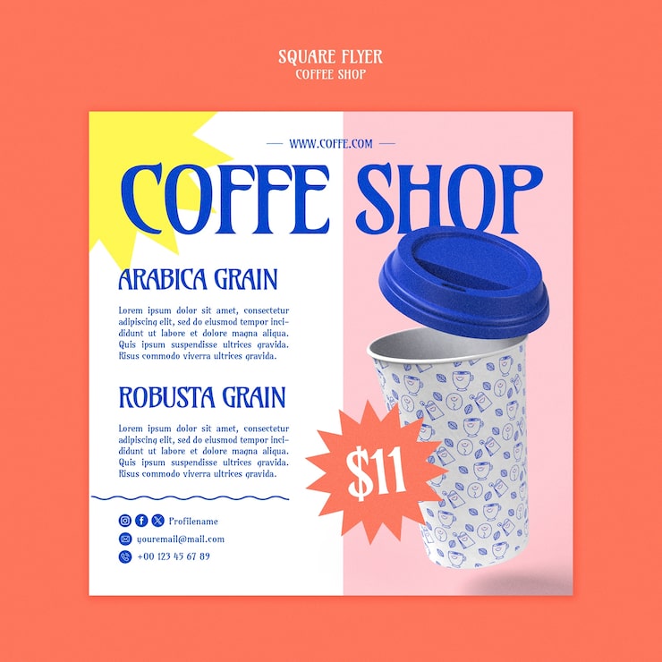 Gratis PSD skabelondesign til kaffebar