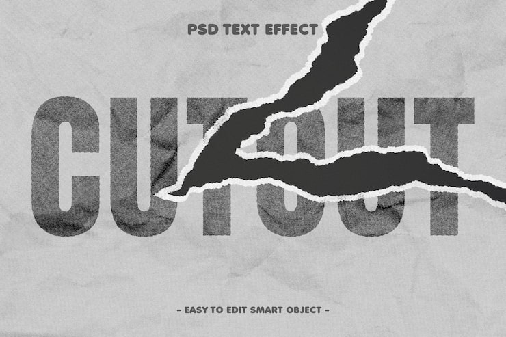 Gratis PSD udskåret papirteksteffekt