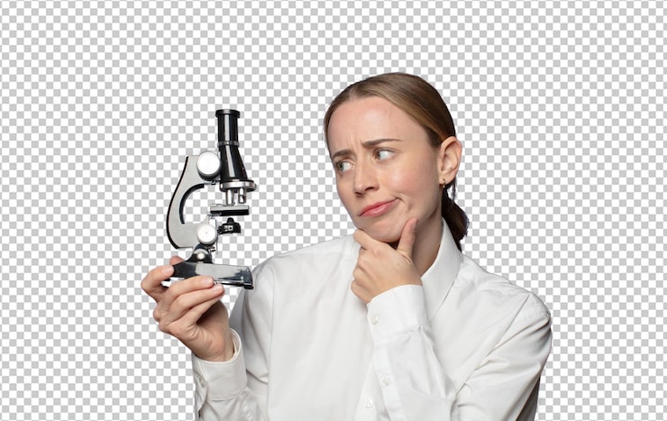 Gratis PSD ung söt vetenskapsstudent med mikroskop