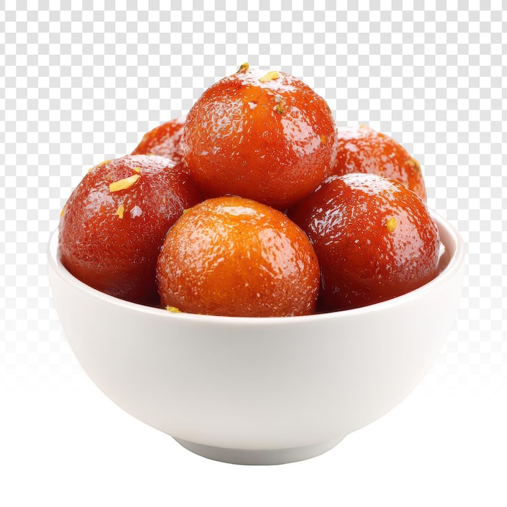 Gratis PSD utsökt gulab jamun i en vit skål