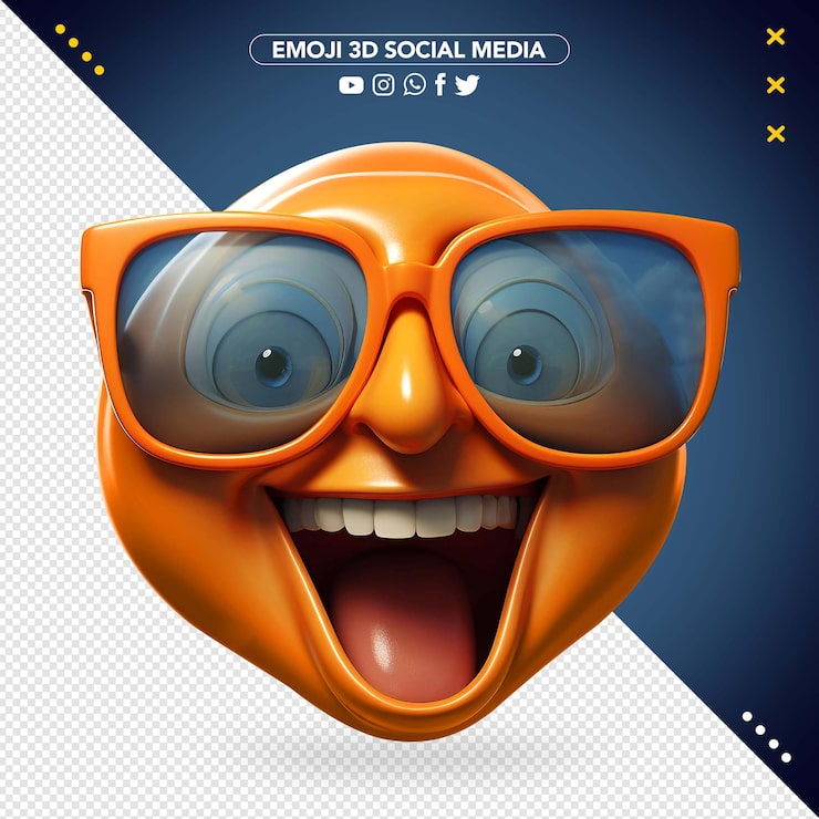 Gratis PSD väldigt glad orange 3d-emoji