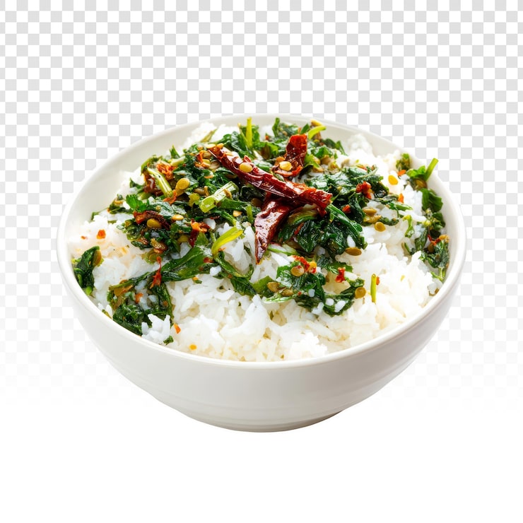Gratis PSD vitt ris med sauterade grönsaker och torkad chilipeppar