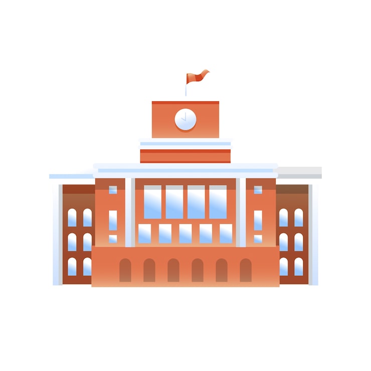 Gratis PSD vy över skolbyggnad och arkitektur