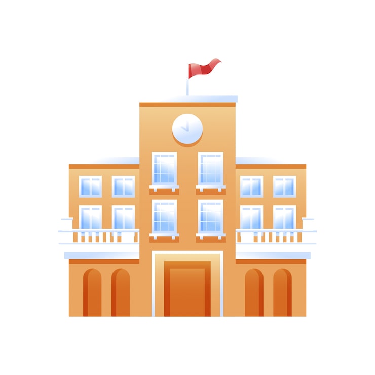 Gratis PSD vy över skolbyggnad och arkitektur