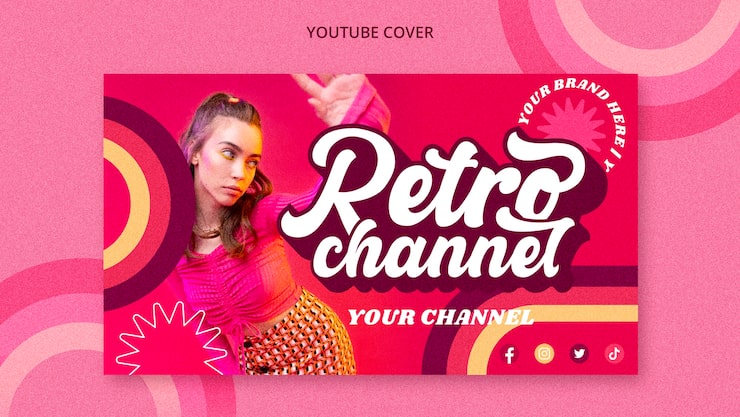 Gratis PSD youtube-forsidemal med 70-tallsestetikk