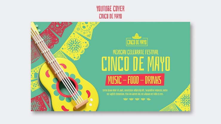 Gratis PSD youtube omslagsmall för cinco de mayo firande