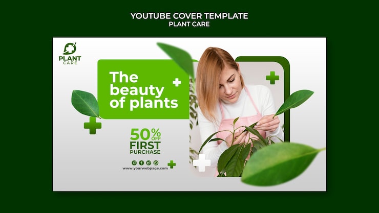 Gratis PSD youtube-omslagsmall för växtvård