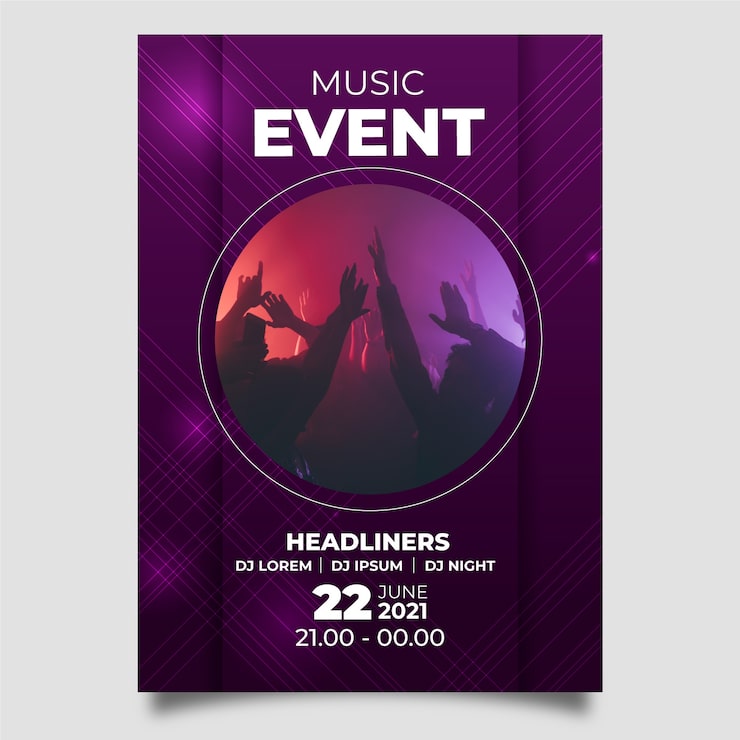 Gratis Vektor abstrakt design musikplakat med foto
