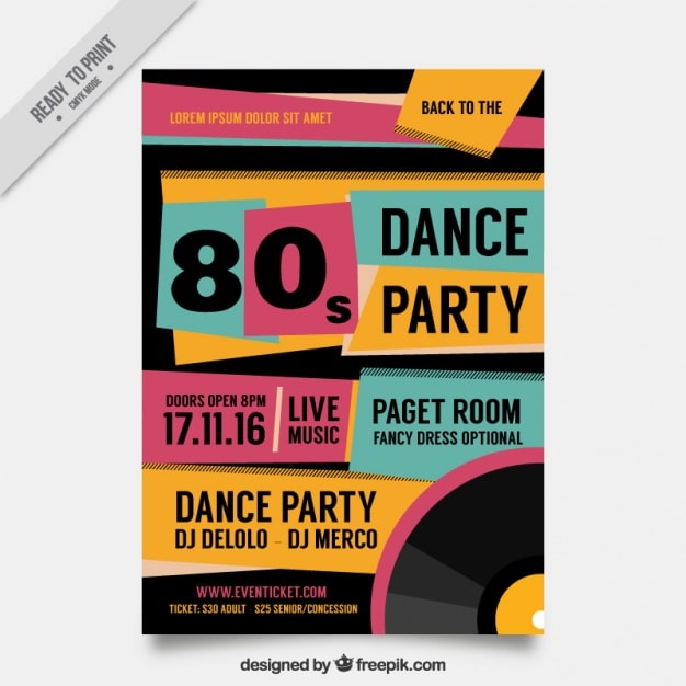 Gratis Vektor abstrakt firser fest flyer i retro stil