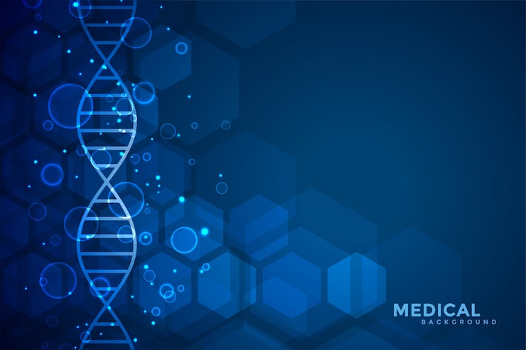 Gratis Vektor blå dna blå medicinsk och hälsovårdsbakgrund