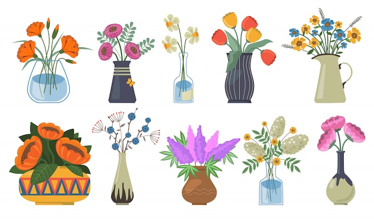 Gratis Vektor blomsterbuket sæt