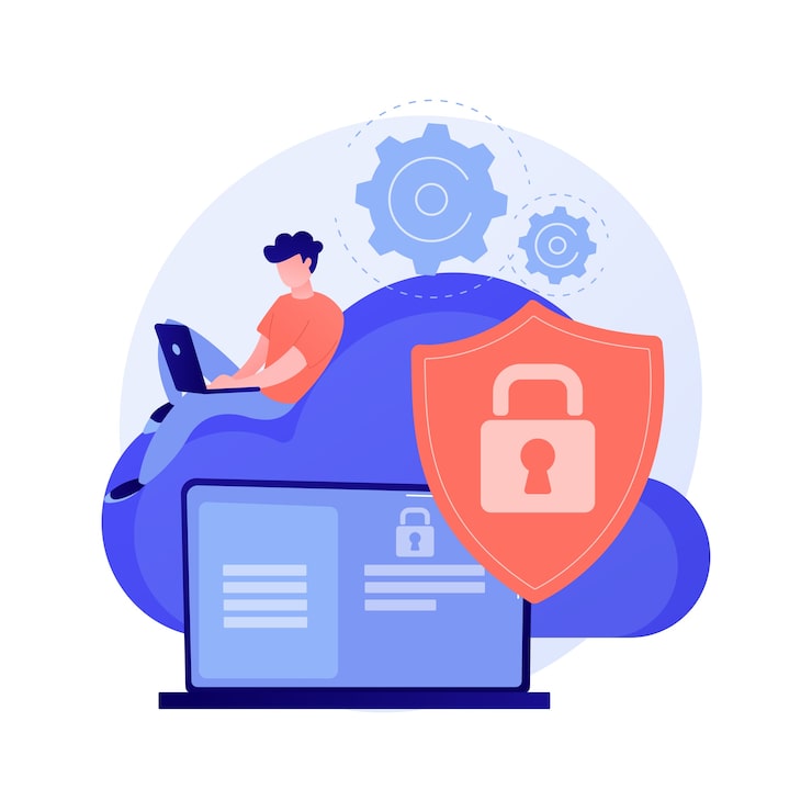 Gratis Vektor cloud computing sikkerhed abstrakt koncept illustration